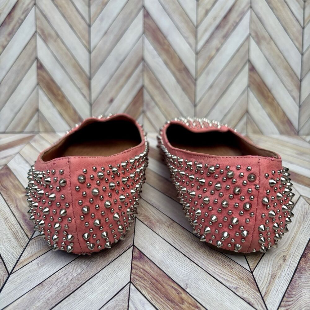 Jeffrey Campbell Coral Pink Studded Pointed Toe Flats - Picture 4 of 6